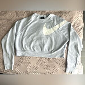 Nike Women's Baby Blue Cropped Sweatshirt